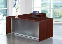 L Shaped Desk with Glass Modesty Panel - Napa