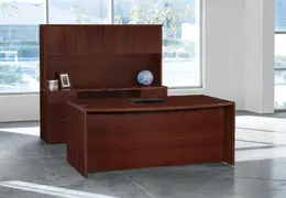 Bow Front Desk and Credenza with Hutch - Napa