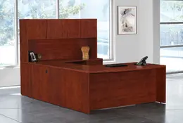 Bow Front U Shaped Desk with Hutch - Napa