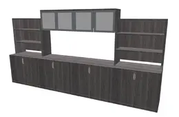 Long Credenza with Overhead Storage - PL Laminate