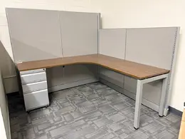 L Shaped Cubicle Desk with Drawers