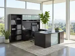 Bow Front U Shape Desk with Storage - Potenza