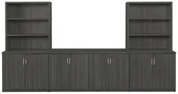 Credenza Wall Unit with Open Shelf Storage - Amber