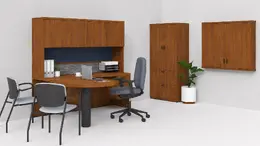 L Shaped Peninsula Desk with Storage and Whiteboard