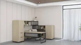 U Shaped Office Desk with Storage - Quad
