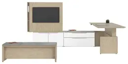 Adjustable Height L Shaped Desk with Bench Set - Nex