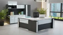 Height Adjustable L Shape Desk with Storage Set - Elevare