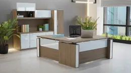 Height Adjustable L Shape Desk with Storage Set - Elevare