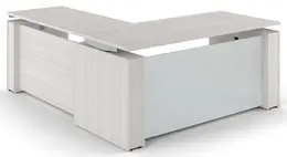 Standing L Desk with Glass Modesty Panel - Elevare
