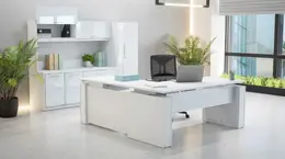 L Shaped Standing Desk with Storage Set - Elevare