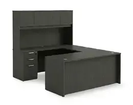 U Shaped Desk with Hutch and Drawers - HL
