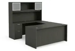 U Shape Desk with Hutch and Drawers - HL