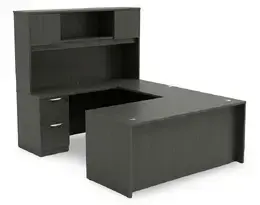 U Shape Desk with Hutch and Drawers - HL