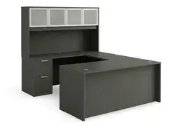 U Shaped Desk with Hutch and Drawers - HL