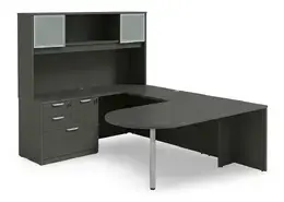 U Shaped Peninsula Desk with Hutch - HL