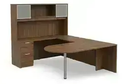 U Shaped Peninsula Desk with Hutch - HL