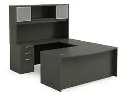 Bow Front U Shape Desk with Hutch - HL