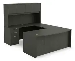 Bow Front U Shape Desk with Hutch - HL