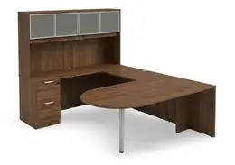 U Shaped Peninsula Desk with Hutch - HL
