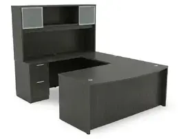 Bow Front U Shaped Desk with Hutch - HL