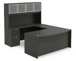 Bow Front U Shape Desk with Hutch - HL