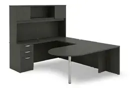 U Shaped Peninsula Desk with Hutch - HL