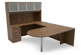 U Shaped Peninsula Desk with Storage - HL