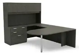 U Shape Peninsula Desk with Hutch and Drawers - HL
