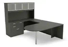 U Shaped Peninsula Desk with Hutch - HL