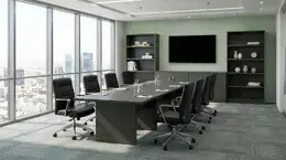 Conference Table with Storage and Chairs Set - HL