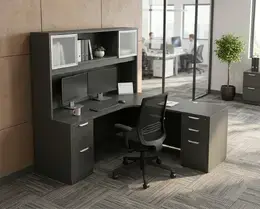 L Shape Desk with Hutch and Drawers - HL Series