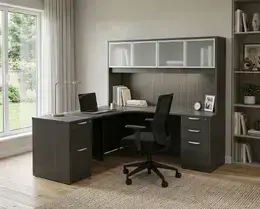 L Shape Desk with Hutch and Drawers - HL Series