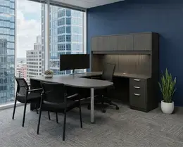 U Shaped Peninsula Desk with Hutch - HL Series