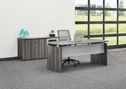 Office Desk and Storage Credenza Set - Medina