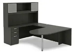 U Shaped Peninsula Desk with Hutch - HL