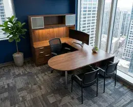 U Shaped Peninsula Desk with Hutch - HL