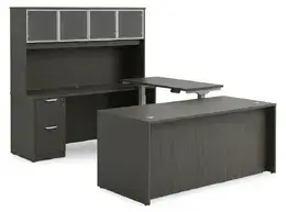 U Shaped Sit Stand Desk with Hutch - HL
