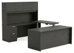 U Shaped Sit Stand Desk with Hutch - HL