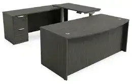 Bow Front U Shape Standing Desk with Drawers - HL