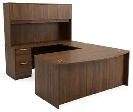 Bow Front U Shape Desk with Hutch - HL