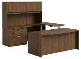 Bow Front U Shape Standing Desk with Hutch - HL