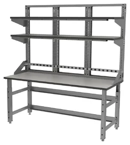 Industrial Workbench with Shelves - TechWorks