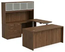 U Shaped Sit Stand Desk with Hutch - HL