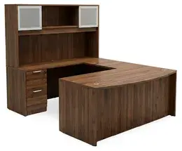 Bow Front U Shape Desk with Hutch - HL