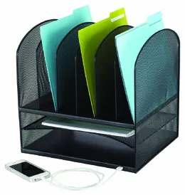 Desk Organizer with Power - Onyx