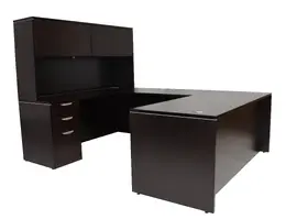 U Shaped Desk with Hutch and Drawers - PL Laminate