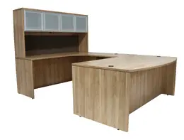 Bow Front U Shaped Desk with Hutch - PL Laminate