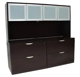 Lateral Filing Cabinet Credenza with Hutch - PL Laminate