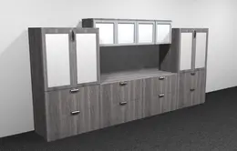 Lateral File Cabinet Credenza with Storage - Glass Doors