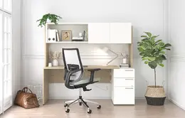 Rectangular Desk with Hutch and Drawers